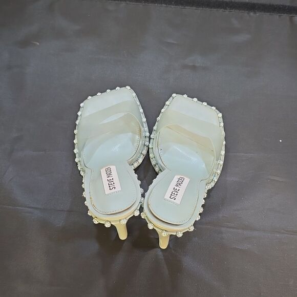 BRAND NEW STEVE MADDEN ZABRINA  OPEN-TOE SLIDE STILETTO HEEL WITH RHINESTONES - Picture 6 of 16